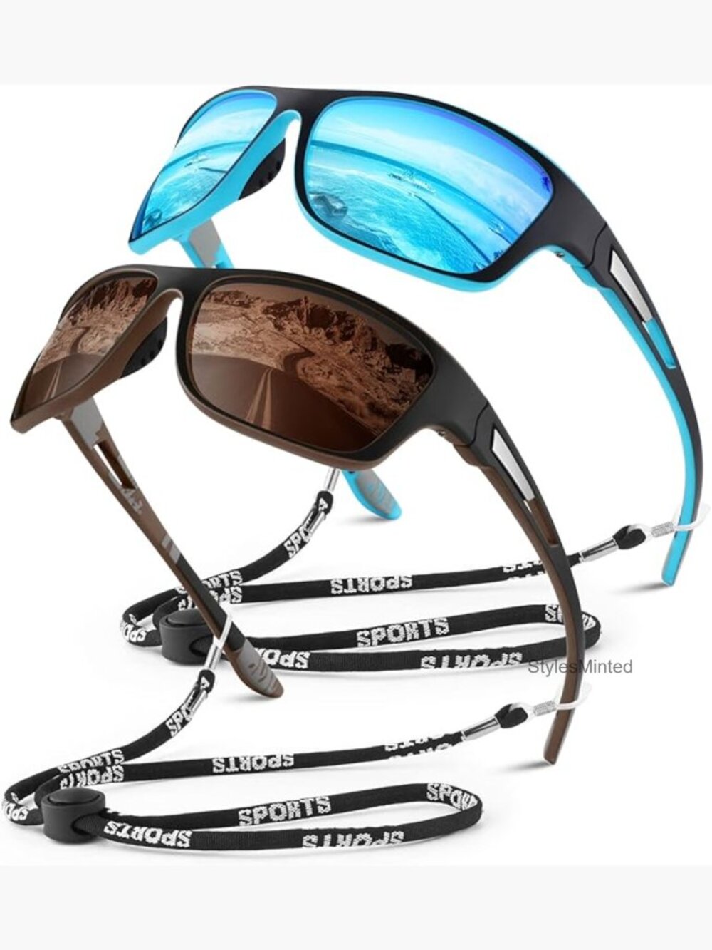 Polarized Sports Sunglasses UV400 Protection Rectangular Driving Fishing